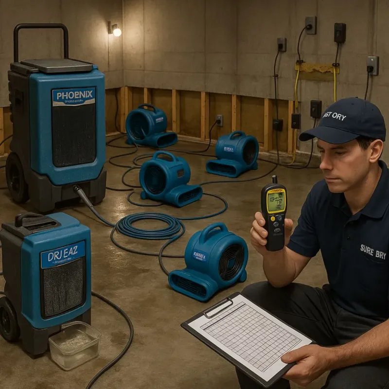 Structural Drying and Dehumidification process in Burnet, TX